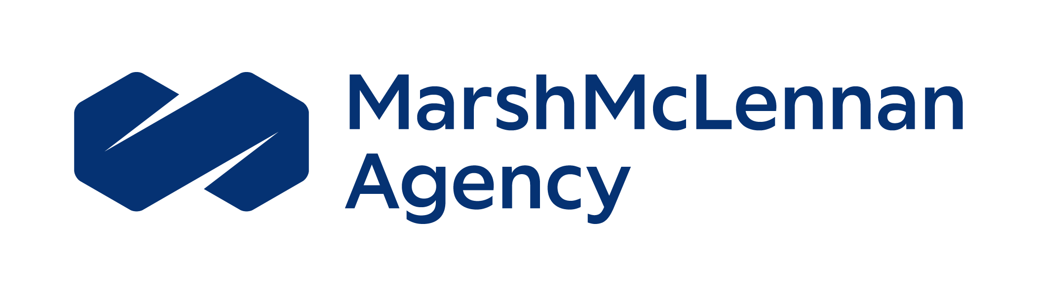 MarshMcLennan Agency logo with blue interlocking hexagons and company name in blue text